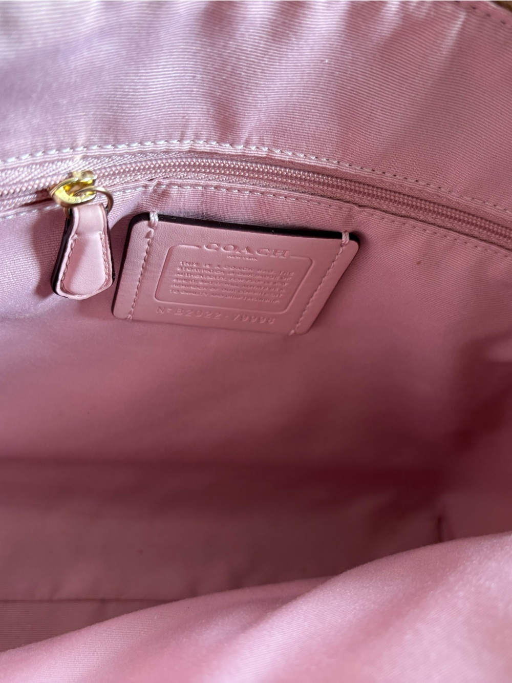 Coach Beige Signature Tote with Pink Leather Trim - Picture 3 of 3